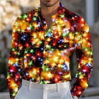 Men’s Sparkling Glitter Christmas Light Shirt Satin Shirt Dress Shirt Long Sleeve Fashion Casual Outdoor Party Holiday Spring Fall Turndown 3D Print Button Up Shirts Men’s Sparkling Glitter Christmas Light Shirt Satin Shirt Dress Shirt Long Sleeve Fashion Casual Outdoor Party Holiday Spring Fall Turndown 3D Print Button Up Shirts